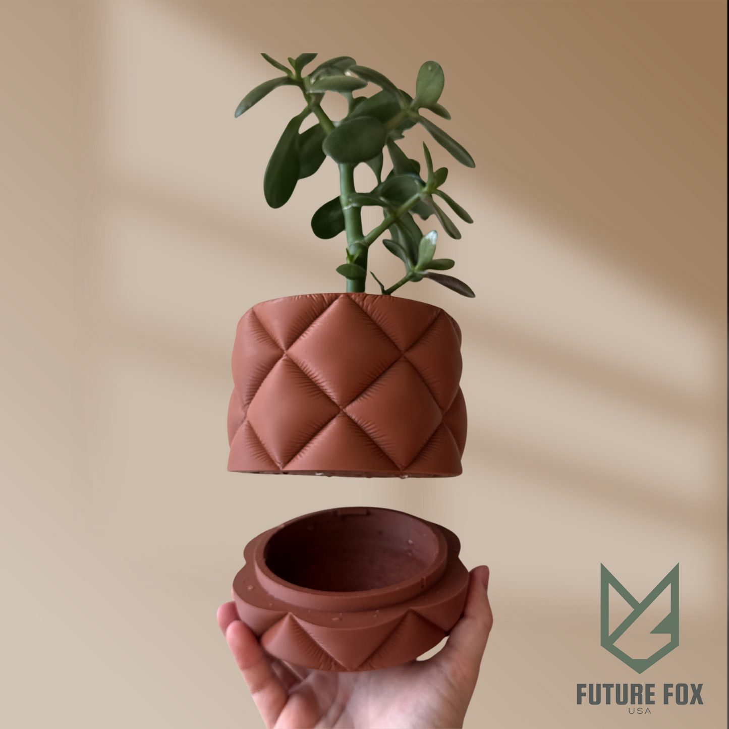 Puffy Quilted Planter | Wall Mount or Freestanding, 2 Sizes, w/ Drip Tray