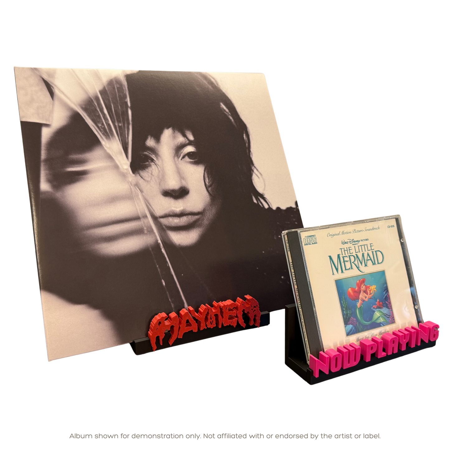 Customized CD & Vinyl Display Stand - Custom SpinTags for Albums & Pre-Made Options - Wall or Tabletop Music Display with TrackLock System - Matte Black Base - Personalizable & Colorful Options