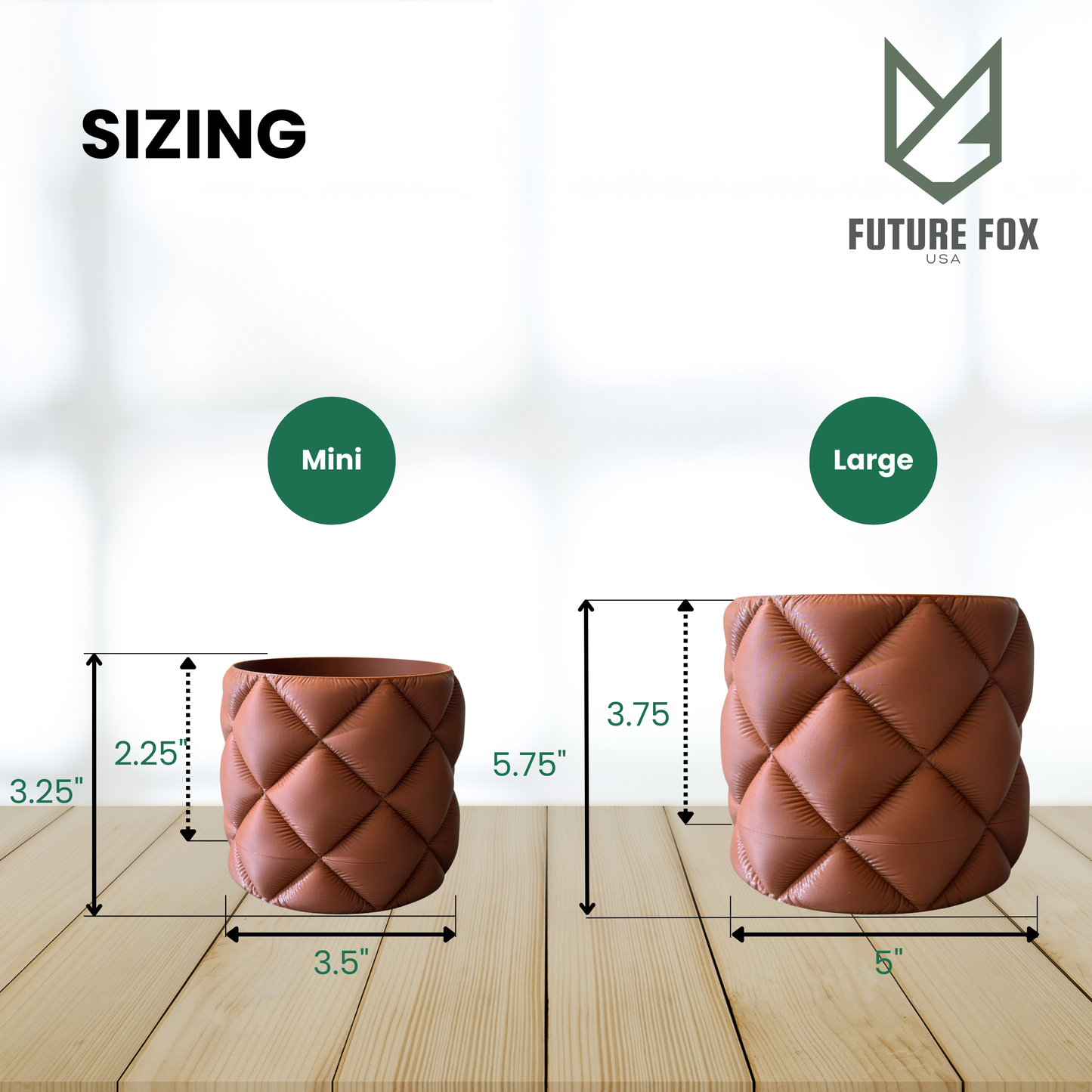 Puffy Quilted Planter | Wall Mount or Freestanding, 2 Sizes, w/ Drip Tray
