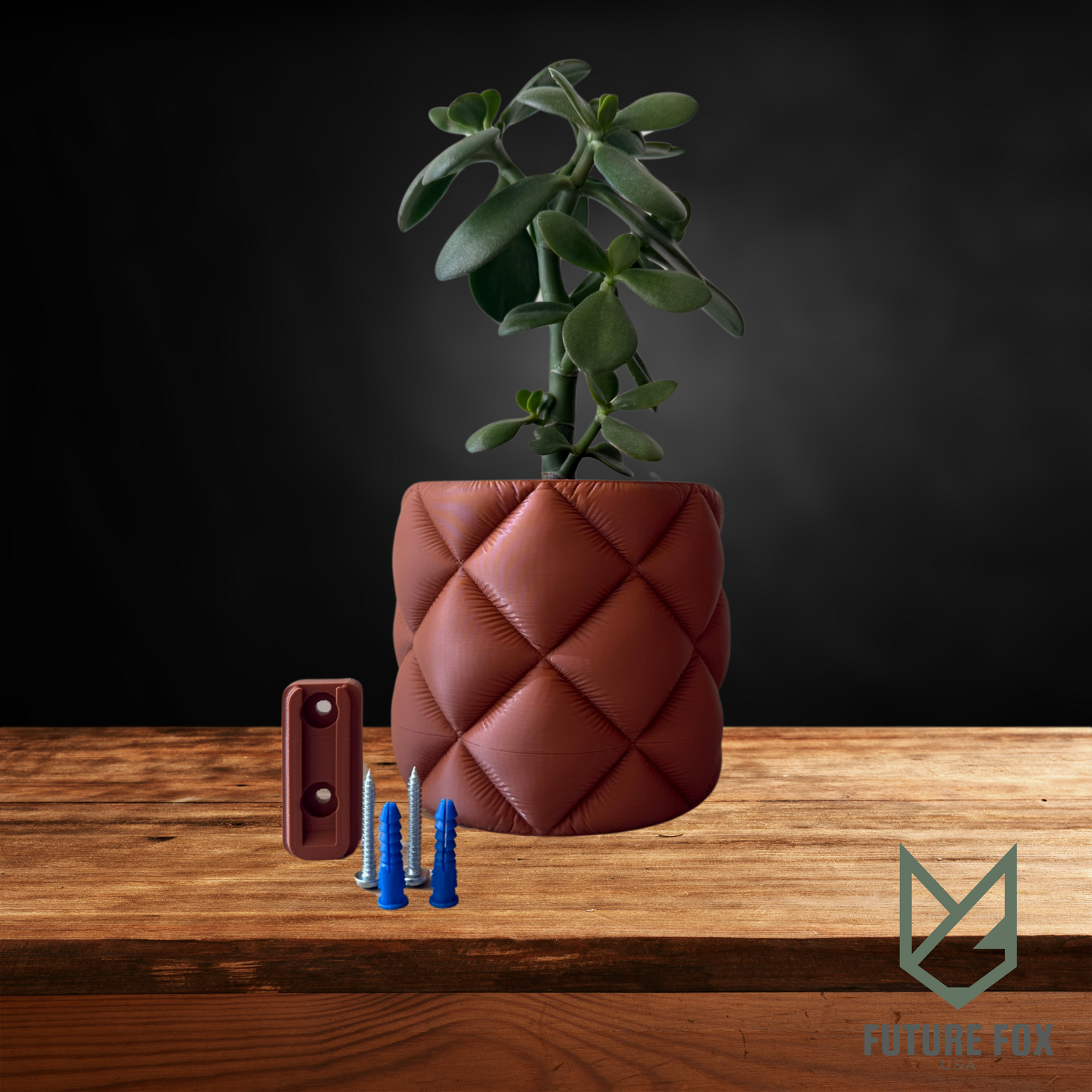 Puffy Quilted Planter | Wall Mount or Freestanding, 2 Sizes, w/ Drip Tray