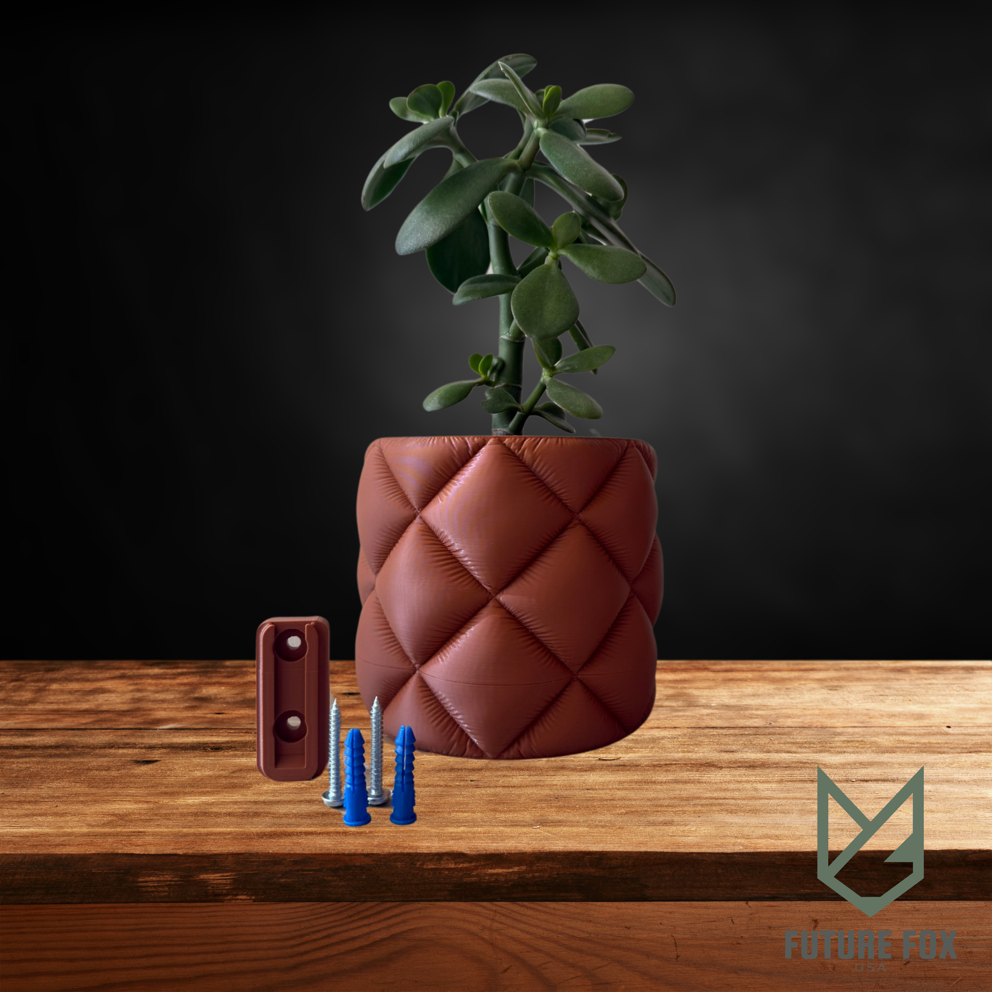 Puffy Quilted Planter | Wall Mount or Freestanding, 2 Sizes, w/ Drip Tray