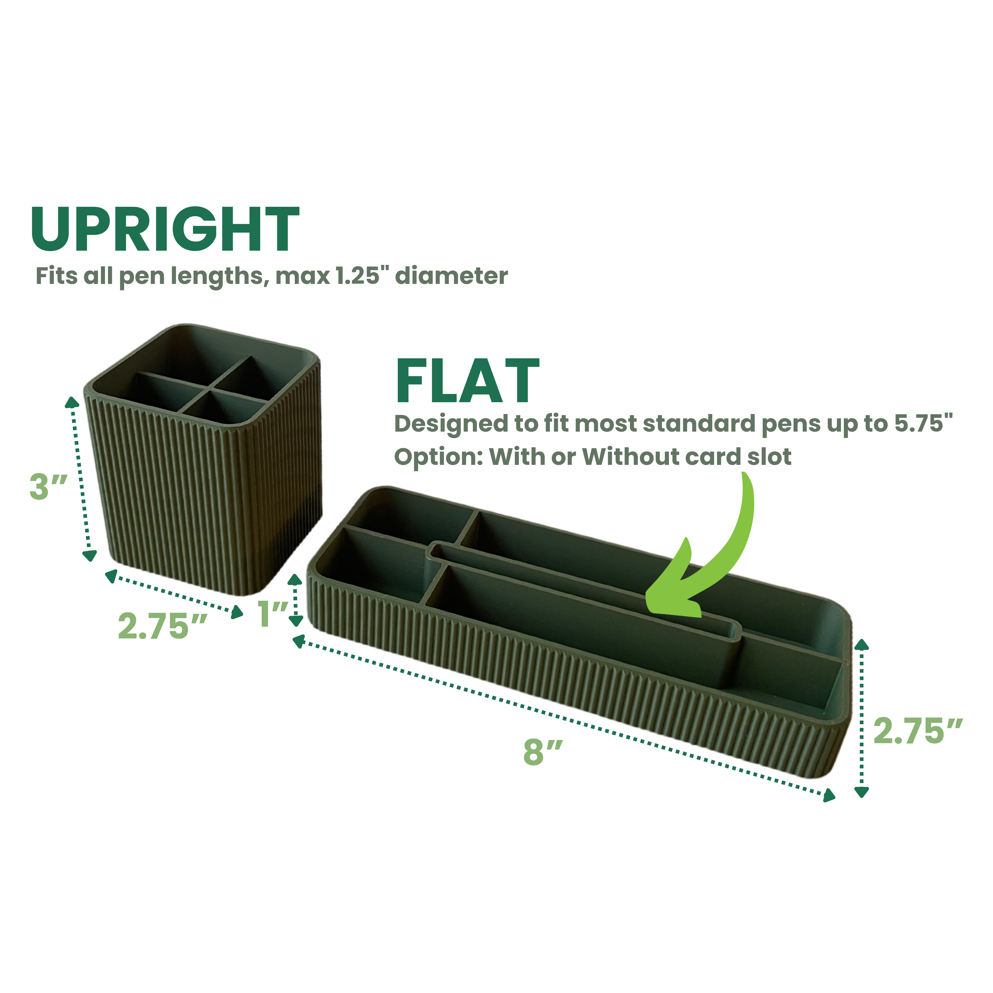 Ribbed Desktop Organizer Set: 3D Printed Pen Holder & Tray