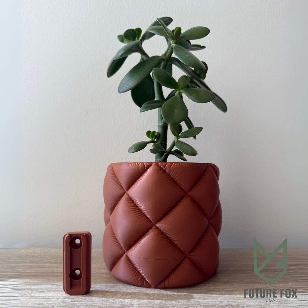 Puffy Quilted Planter | Wall Mount or Freestanding, 2 Sizes, w/ Drip Tray